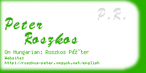 peter roszkos business card